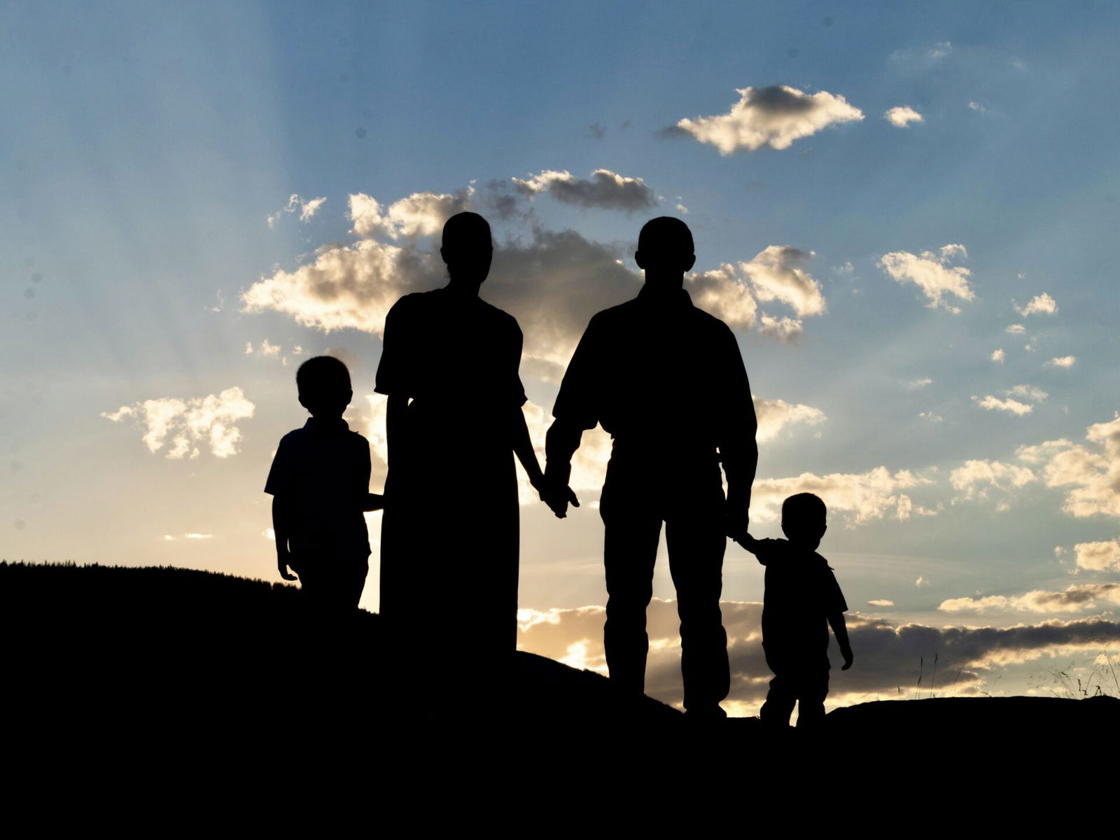 Family and sunset